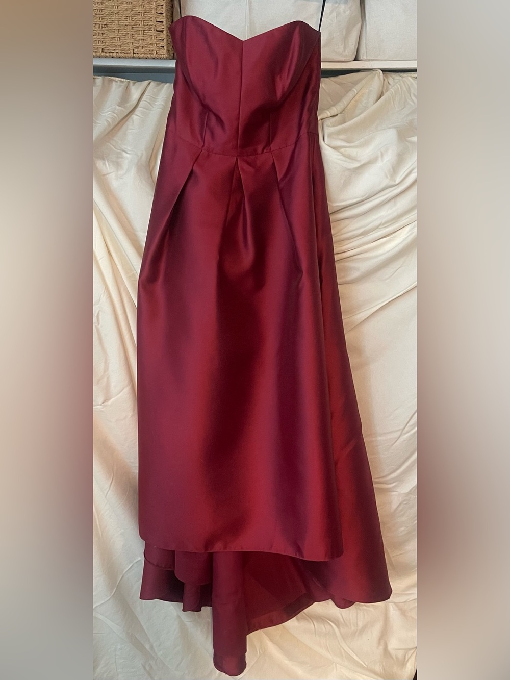 ALFRED SUNG Burgundy Satin Gown